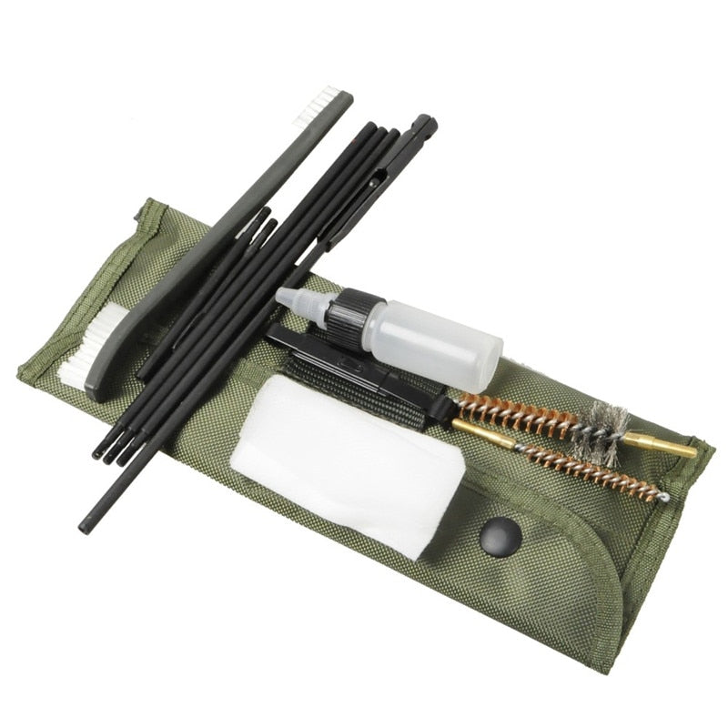 M4 M16 Rifle Gun Cleaning Kit 10 Pieces .22 .30cal 5.56mm Brushes Set Clean Rod Convenient Nylon Case Hunting Accessory