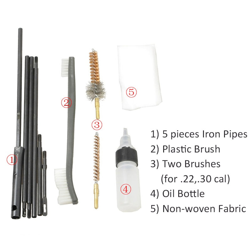 M4 M16 Rifle Gun Cleaning Kit 10 Pieces .22 .30cal 5.56mm Brushes Set Clean Rod Convenient Nylon Case Hunting Accessory